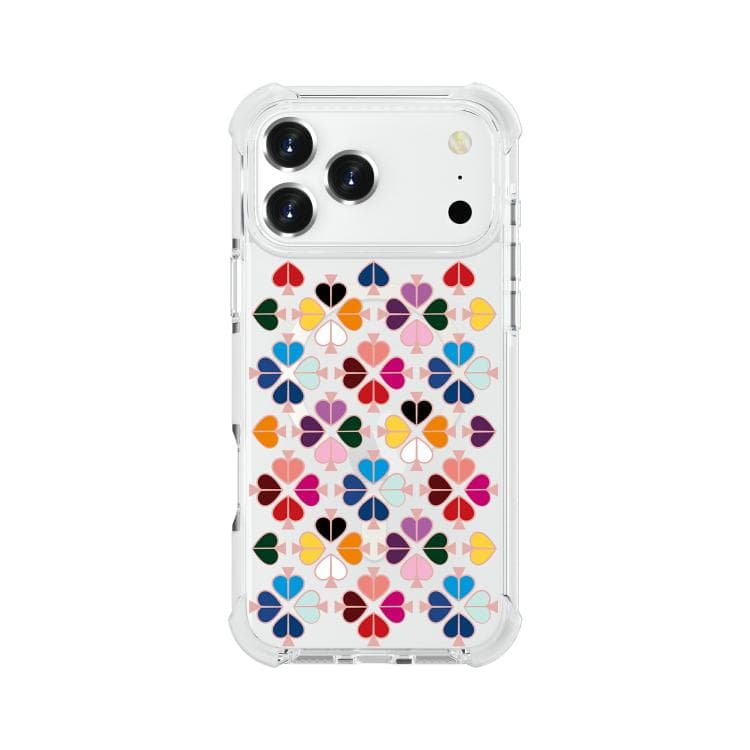 For iPhone 17 Pro Max Acrylic Four-Corner Shockproof Heart Pattern Magnetic Phone Case(Transparent White) - Immagine 1