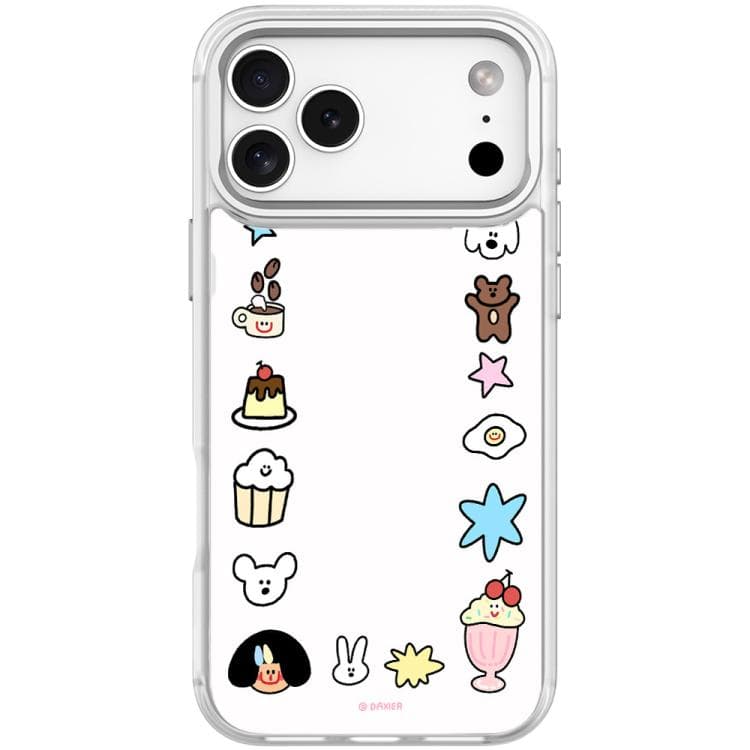 For iPhone 17 Pro Max Adorable Little Guy Pattern Magnetic Phone Case(Transparent White) - Immagine 1