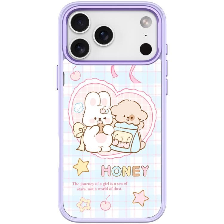 For iPhone 17 Pro Max Adorable Love Rabbit Pattern Magnetic Phone Case(Light Purple) - Immagine 1