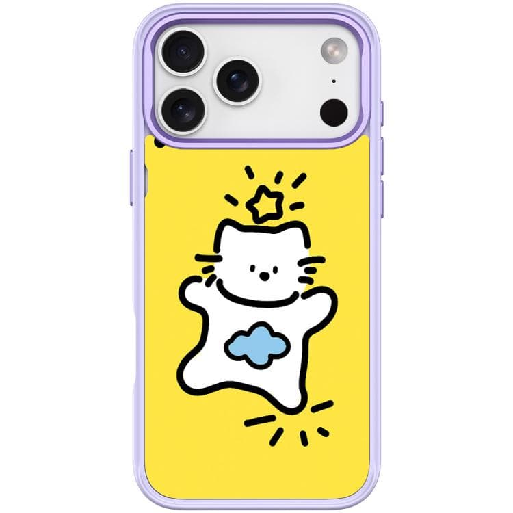 For iPhone 17 Pro Max Adorable Stars Cloud Cat Pattern Magnetic Phone Case(Light Purple) - Immagine 1