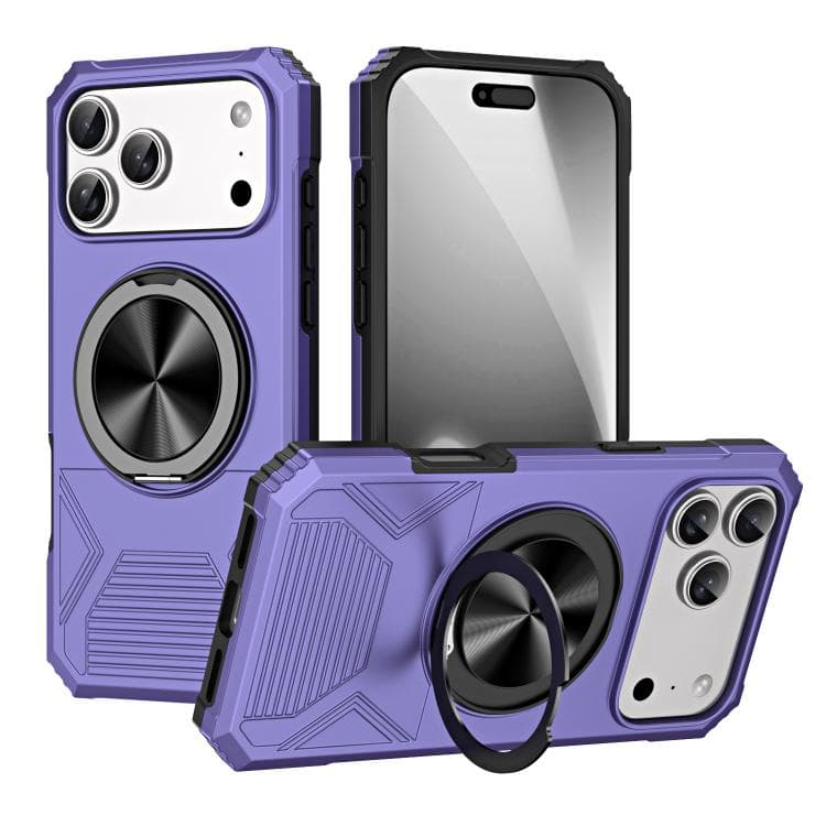 For iPhone 17 Pro Max Alloy Rotating Holder MagSafe Shockproof Phone Case(Violet) - Immagine 1