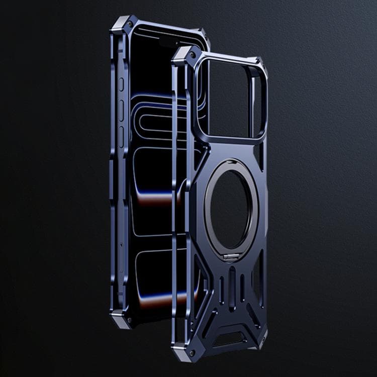 For iPhone 17 Pro Max Aluminum Alloy Borderless MagSafe Rotating Holder Phone Case(Blue) - Immagine 1