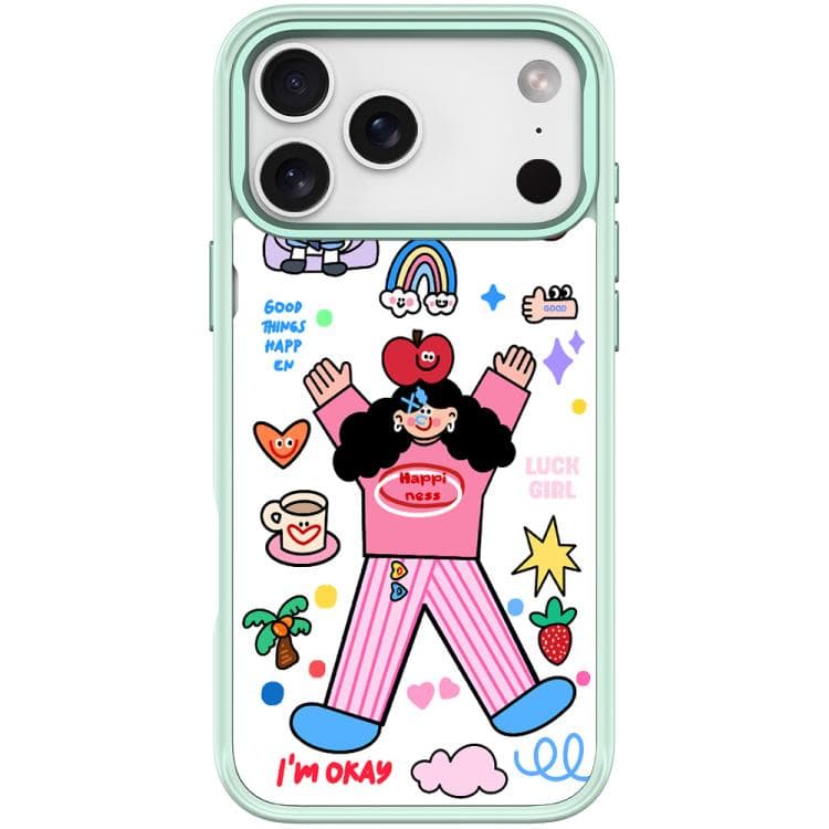 For iPhone 17 Pro Max Apple Little Girl Pattern Magnetic Phone Case(Light Green) - Immagine 1