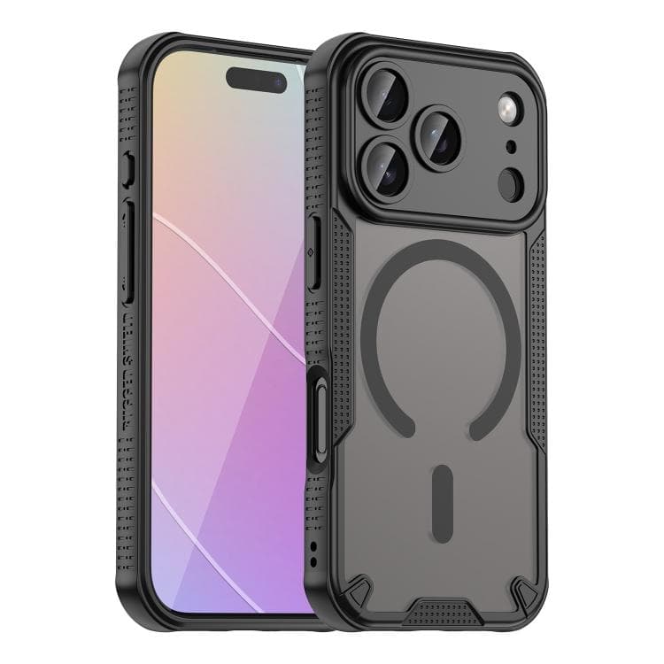For iPhone 17 Pro Max Armor Glaze MagSafe Magnetic Phone Case(Black) - Immagine 1