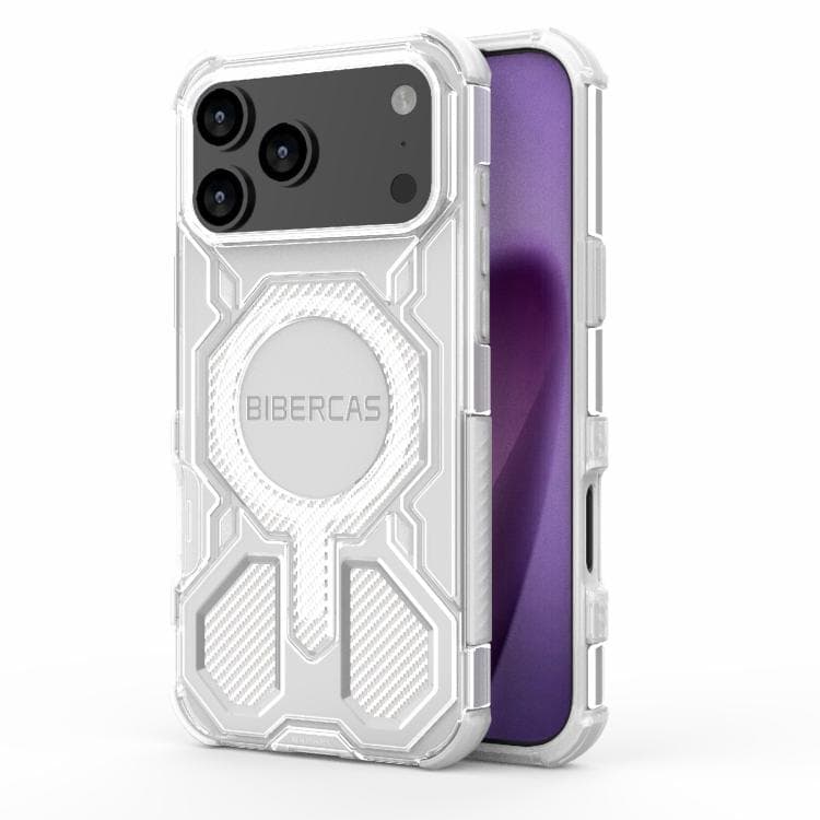 For iPhone 17 Pro Max BIBERCAS Transparent Color Series MagSafe Air Bag Shockproof Phone Case(White) - Immagine 1