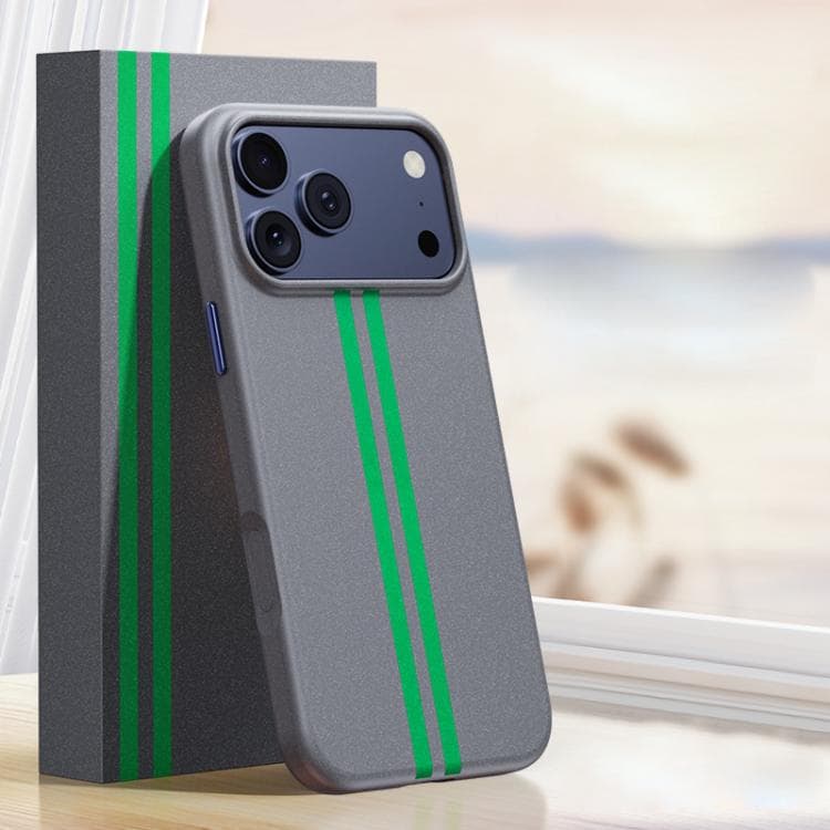 For iPhone 17 Pro Max Boundless Rock Sand Starting Line Series Contrast Color Magnetic Phone Case(Gray) - Immagine 1