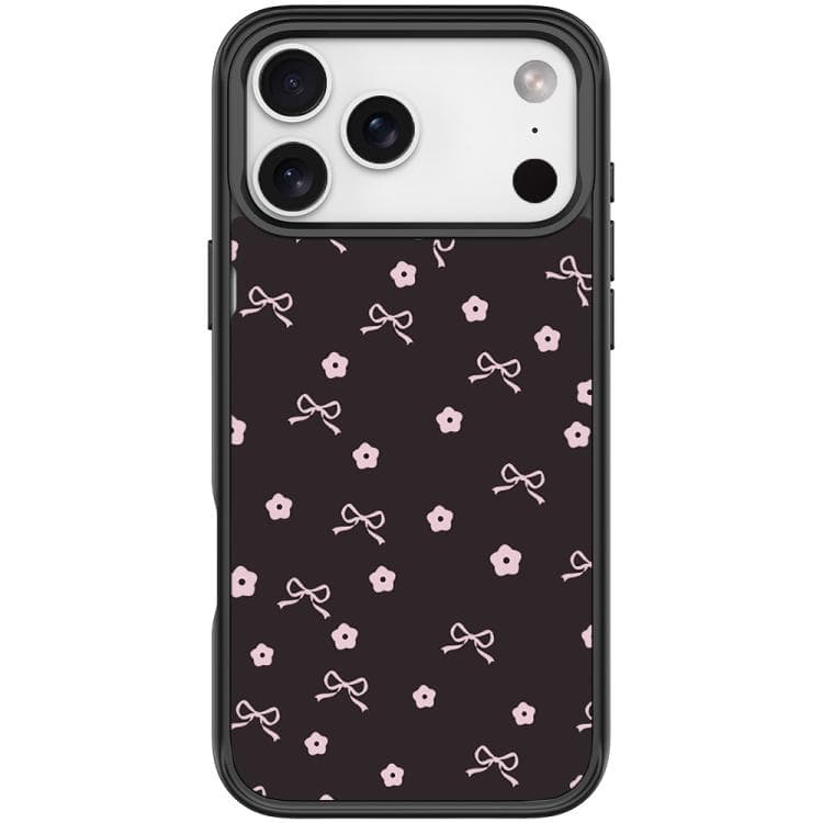 For iPhone 17 Pro Max Bow Flower Pattern Magnetic Phone Case(Black) - Immagine 1