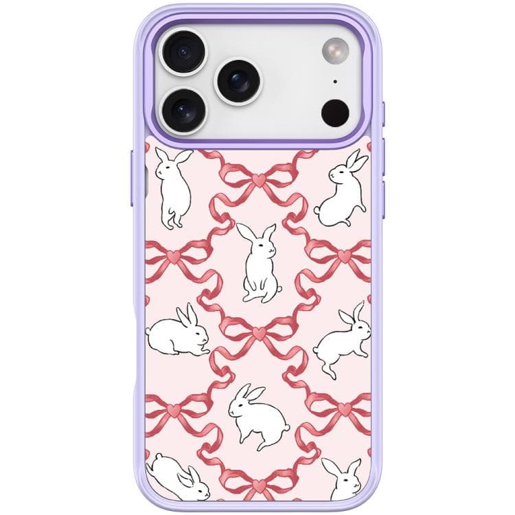 For iPhone 17 Pro Max Butterfly Knot White Rabbit Pattern Magnetic Phone Case(Light Purple) - Immagine 1
