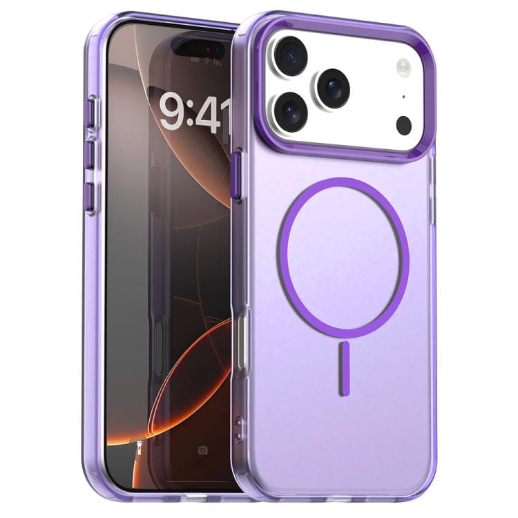 For iPhone 17 Pro Max Candy Fine Circle Magsafe PC Hybrid TPU Phone Case(Purple) - Immagine 1
