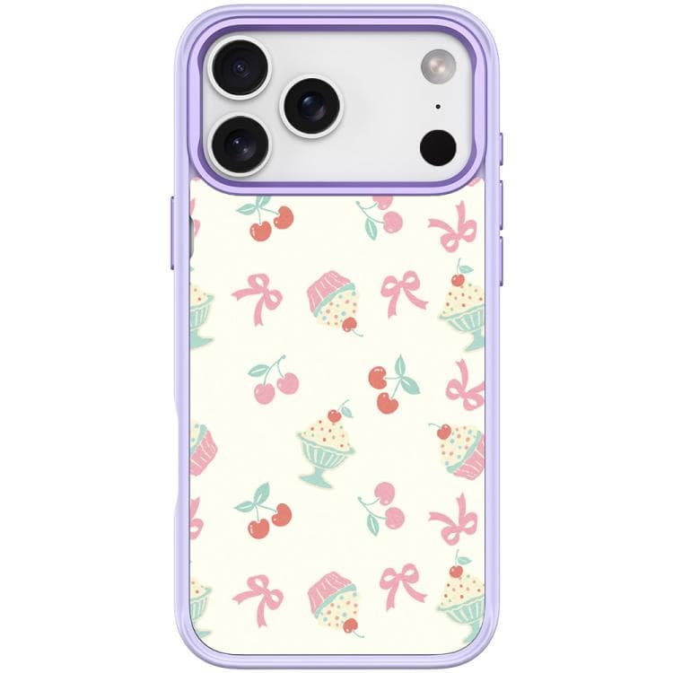 For iPhone 17 Pro Max Cherry Cake Pattern Magnetic Phone Case(Light Purple) - Immagine 1