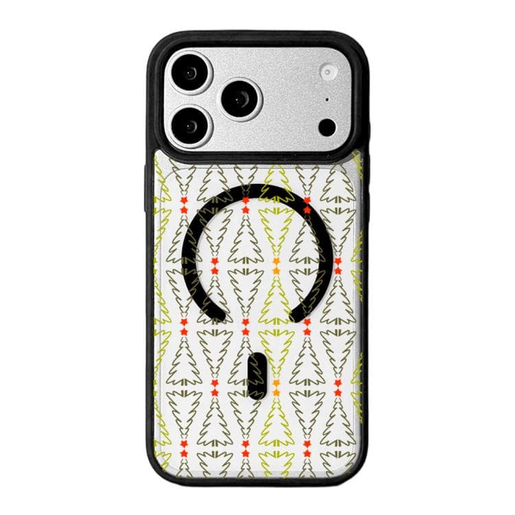 For iPhone 17 Pro Max Christmas Series Strong Magnetic Painted Black Edge Phone Case(Star-adorned Christmas Tree) - Immagine 1