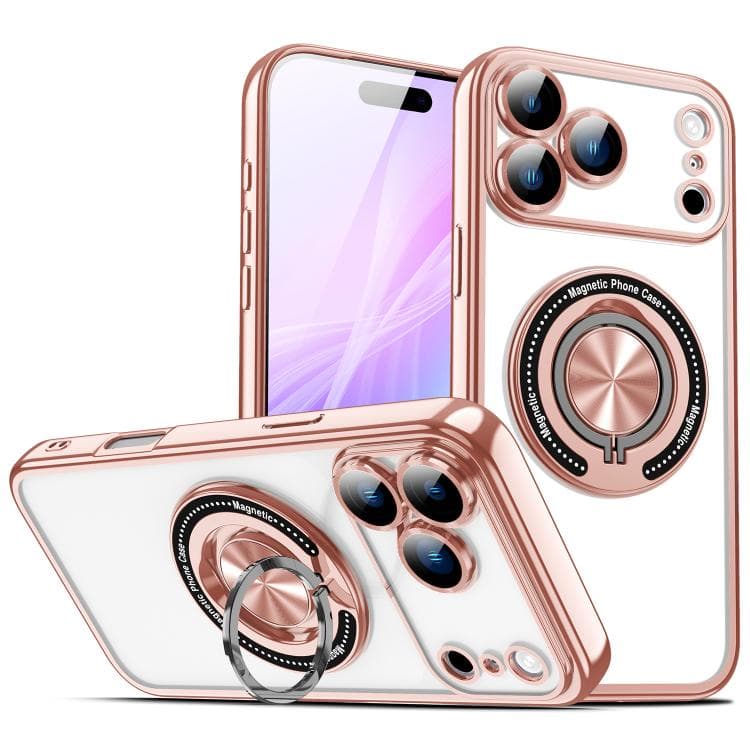 For iPhone 17 Pro Max Colorful 360 Invisible Ring MagSafe Phone Case(Pink) - Immagine 1