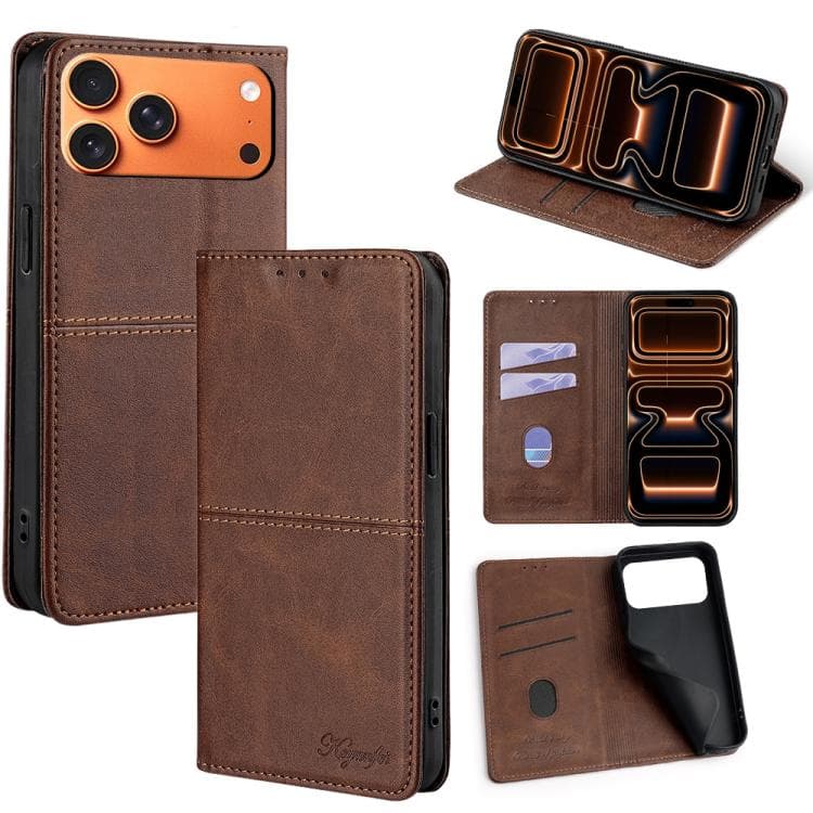 For iPhone 17 Pro Max Cow Texture Magnetic Leather Phone Case(Dark Brown) - Immagine 1