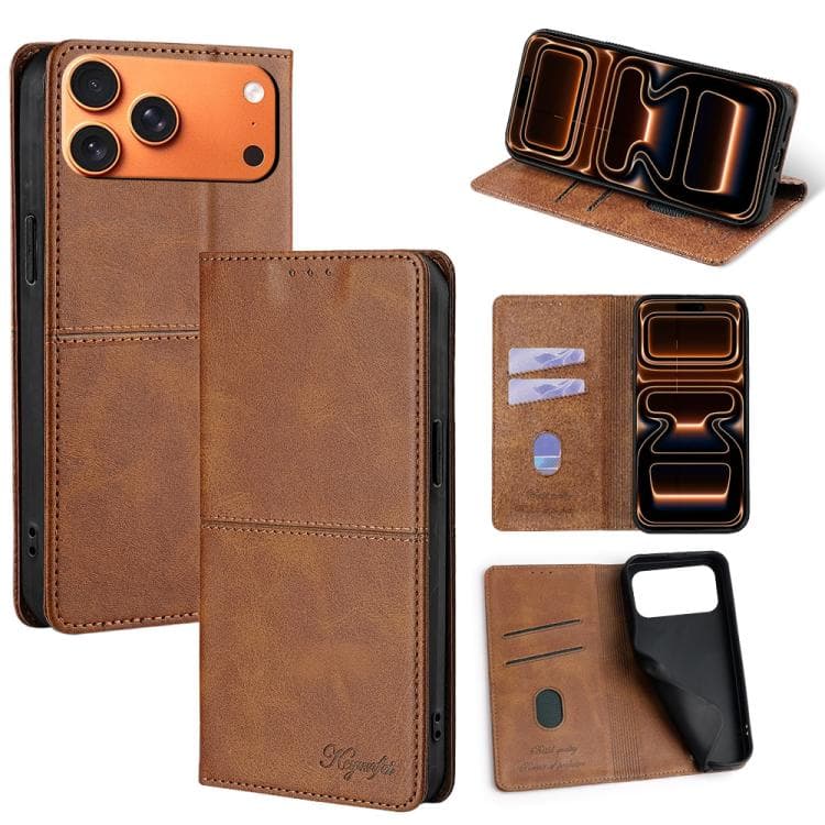 For iPhone 17 Pro Max Cow Texture Magnetic Leather Phone Case(Light Brown) - Immagine 1
