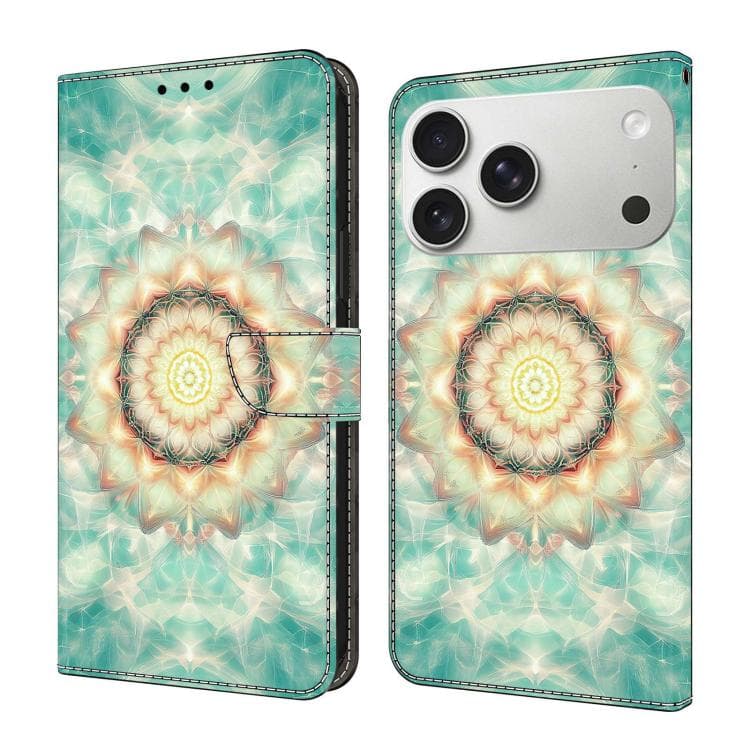 For iPhone 17 Pro Max Crystal-Like Painted Vegan Leather Phone Case(Glass Light) - Immagine 1
