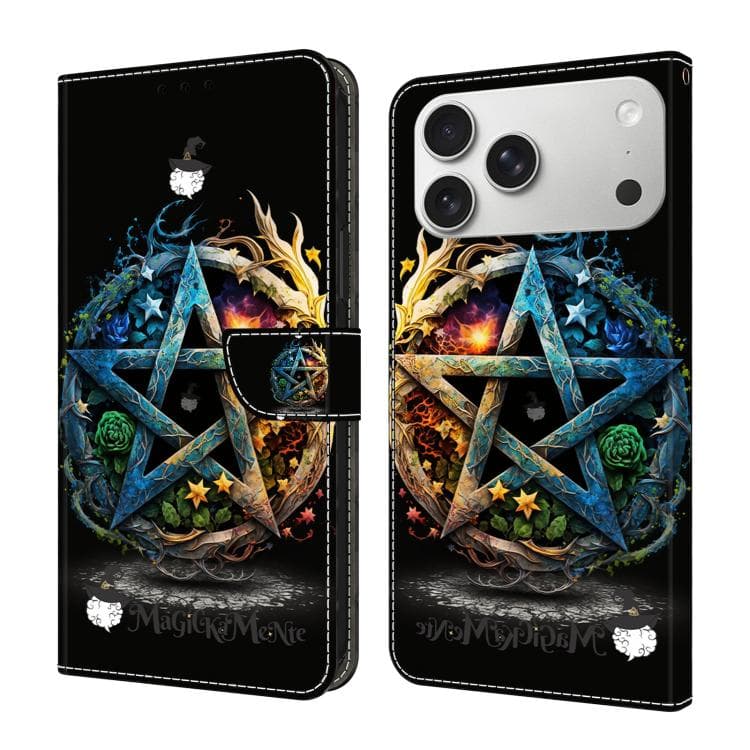 Custodia per iPhone 17 Pro Max in similpelle dipinta effetto cristallo (Pentagramma) - Immagine 1
