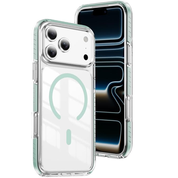 For iPhone 17 Pro Max Crystal Shield Clear Magnetic Acrylic Hybrid TPU Phone Case(Mint Green) - Immagine 1