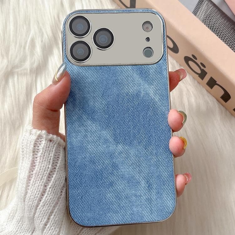 For iPhone 17 Pro Max Denim Pattern TPU Shockproof Phone Case(Light Blue Fabric) - Immagine 1