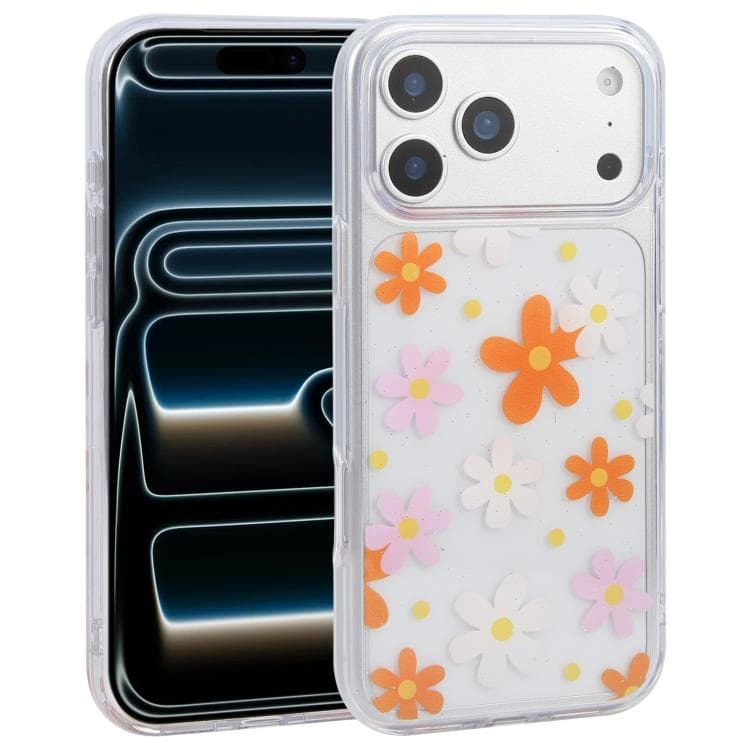 For iPhone 17 Pro Max DFANS DESIGN Small Floral Glitter Transparent Phone Case(Four Color Sunflower) - Immagine 1