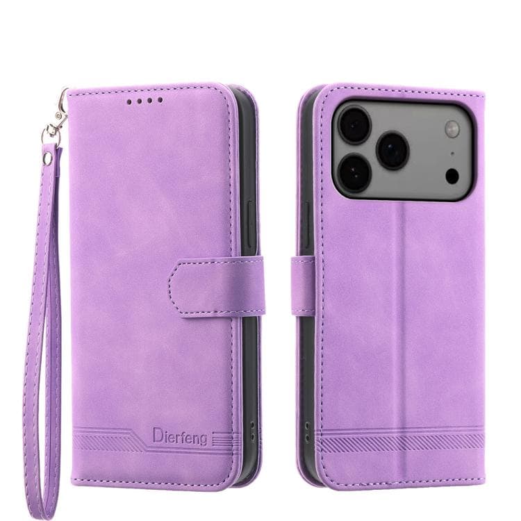 For iPhone 17 Pro Max Dierfeng Dream Line TPU Hybrid PU Leather Phone Case(Purple) - Immagine 1