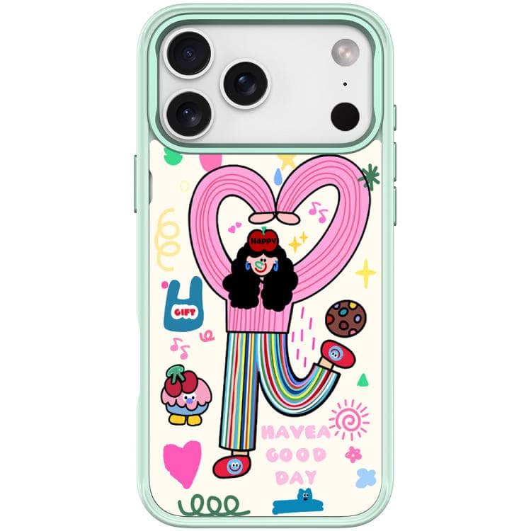 For iPhone 17 Pro Max Dopamine Girl Pattern Magnetic Phone Case(Light Green) - Immagine 1