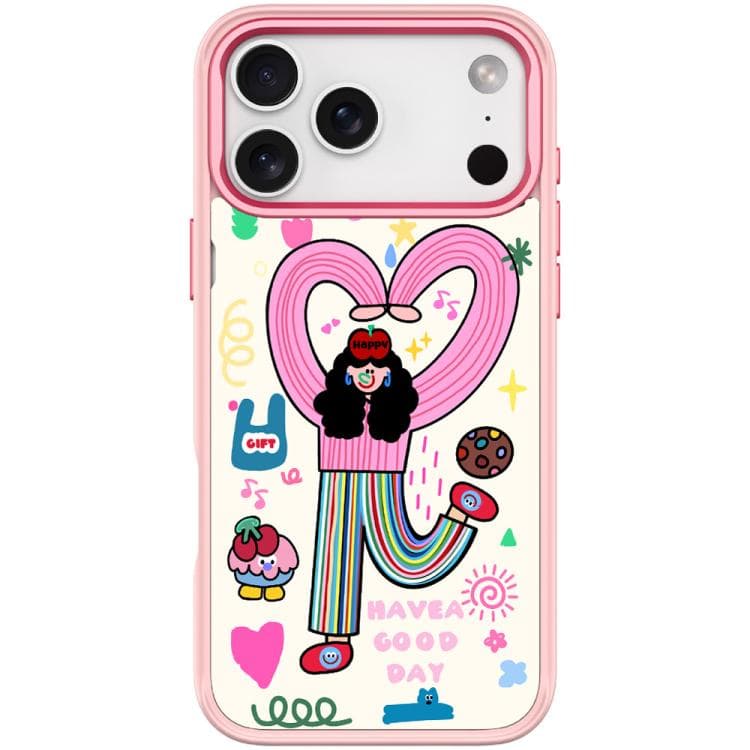 For iPhone 17 Pro Max Dopamine Girl Pattern Magnetic Phone Case(Pink) - Immagine 1