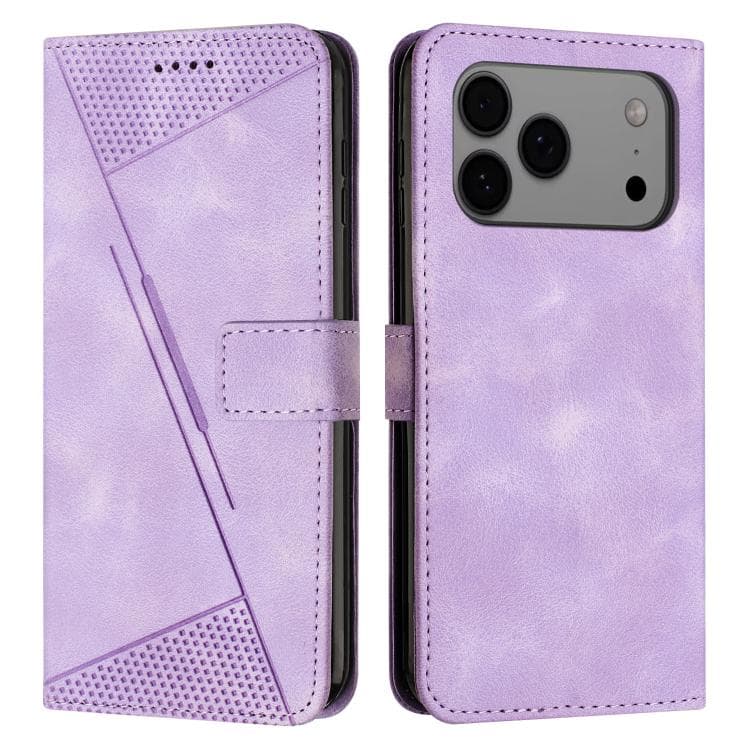 For iPhone 17 Pro Max Dream Triangle Leather Phone Case with Lanyard(Purple) - Immagine 1