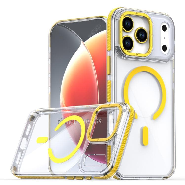 For iPhone 17 Pro Max Dual-Color Clear Acrylic Hybrid TPU MagSafe Phone Case(Yellow) - Immagine 1