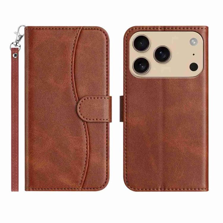 For iPhone 17 Pro Max Dual-Folded S-shape Leather Phone Case(Coffee) - Immagine 1