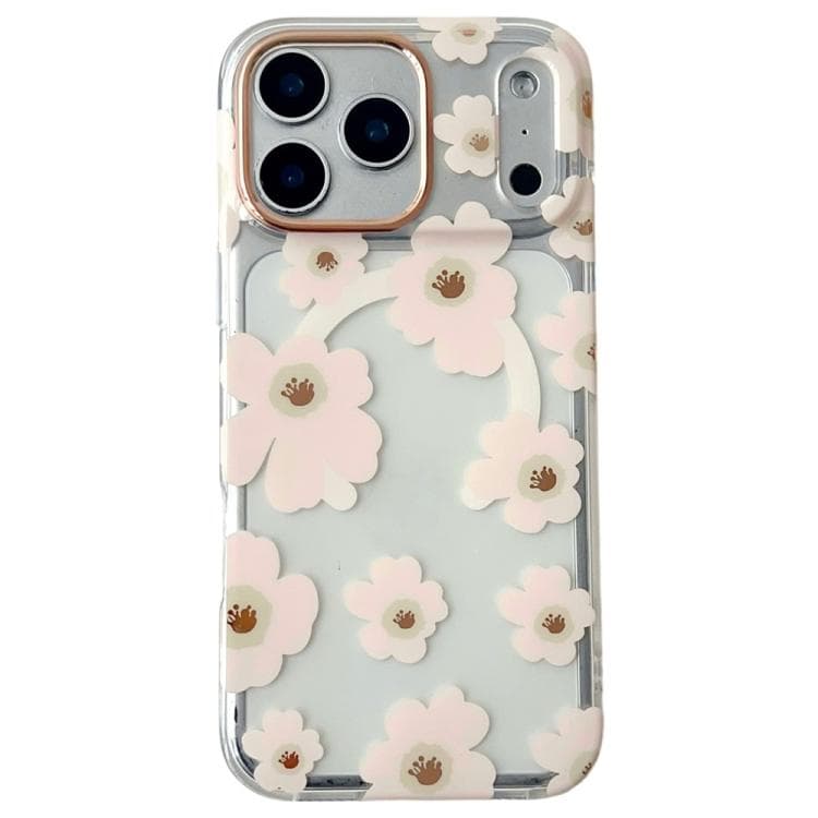 For iPhone 17 Pro Max Floral Pattern TPU + PC Magnetic Phone Case(Pink) - Immagine 1
