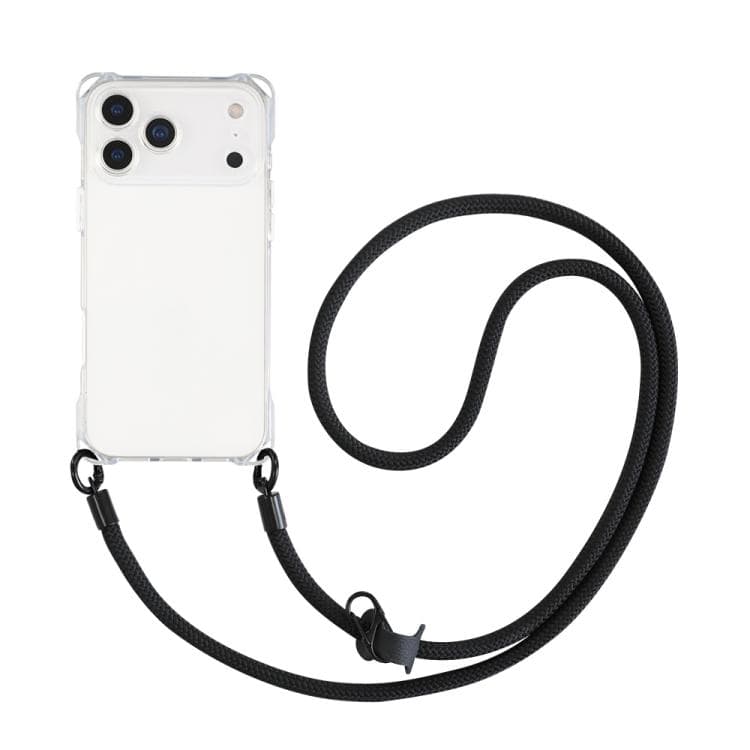 For iPhone 17 Pro Max Four-corner Shockproof TPU Phone Case with Lanyard(Transparent White Key) - Immagine 1