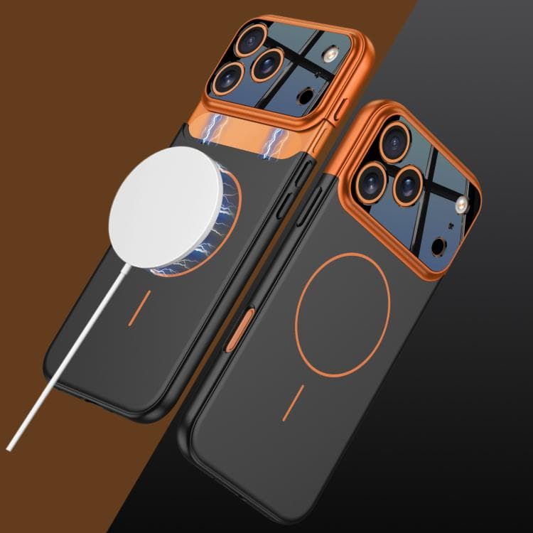 For iPhone 17 Pro Max GKK Color Master Splicing MagSafe Magnetic Phone Case(Orange Black) - Immagine 1