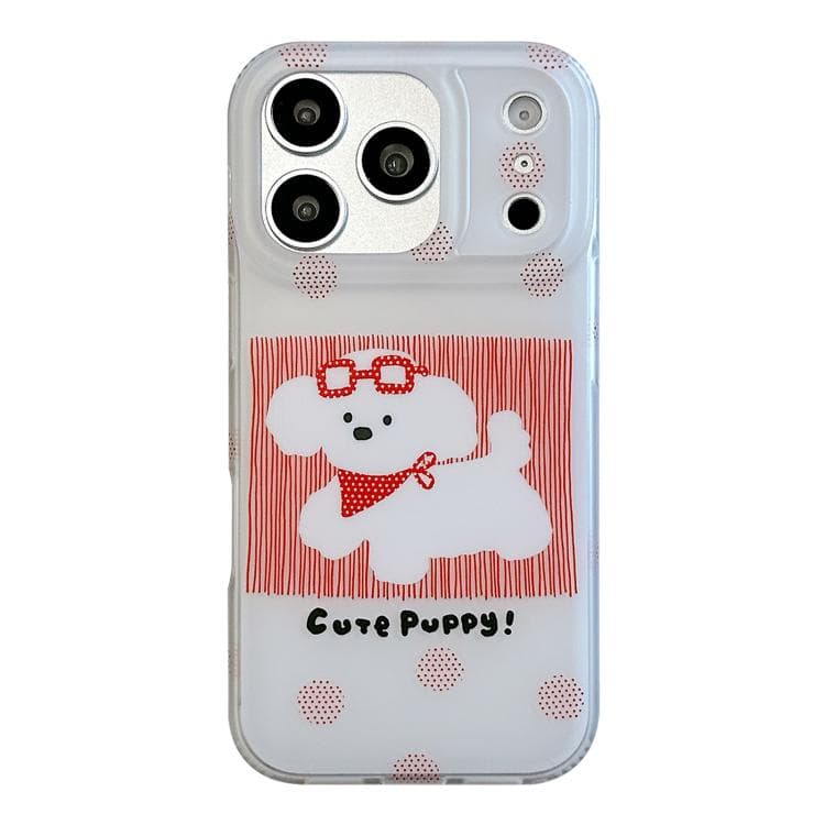 For iPhone 17 Pro Max Glasses Dog Half Coverage IMD Phone Case(Red) - Immagine 1