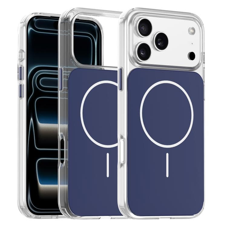 For iPhone 17 Pro Max Gold-Orange Original Color MagSafe Shockproof Phone Case(Transparent Blue) - Immagine 1