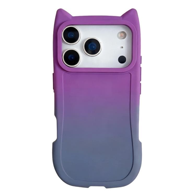 For iPhone 17 Pro Max Gradient Cat Ear Design TPU Phone Case(Purple Gray) - Immagine 1