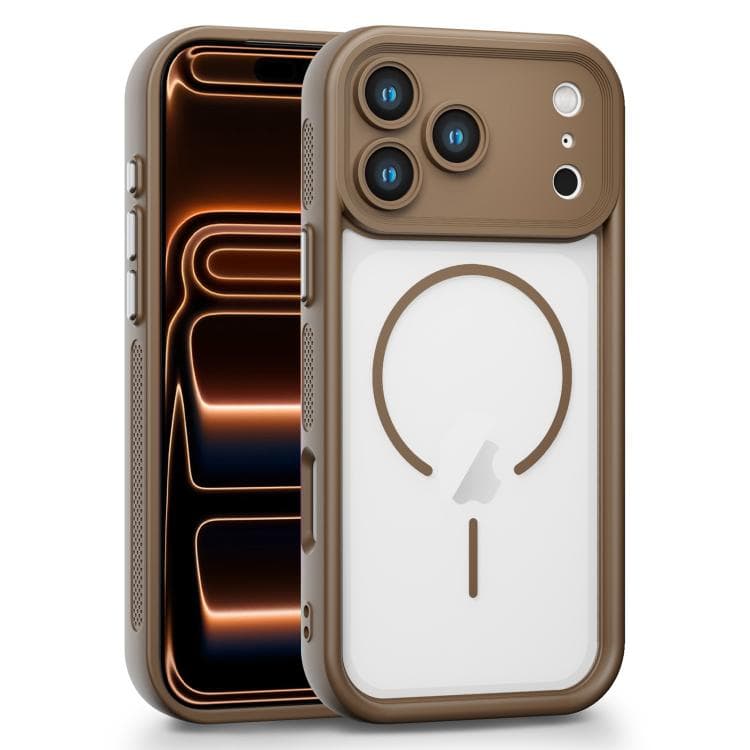 For iPhone 17 Pro Max Heavenly Eye Magnetic TPU Hybrid PC Phone Case(Khaki) - Immagine 1