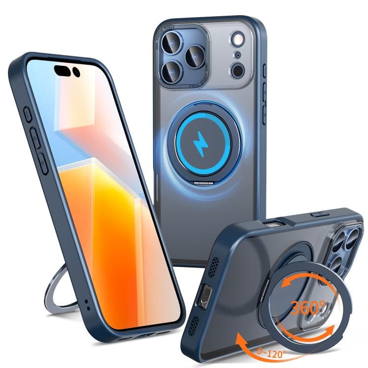 For iPhone 17 Pro Max Kalebol 360-degree Rotating MagSafe Magnetic Holder Phone Case(Blue) - Immagine 1
