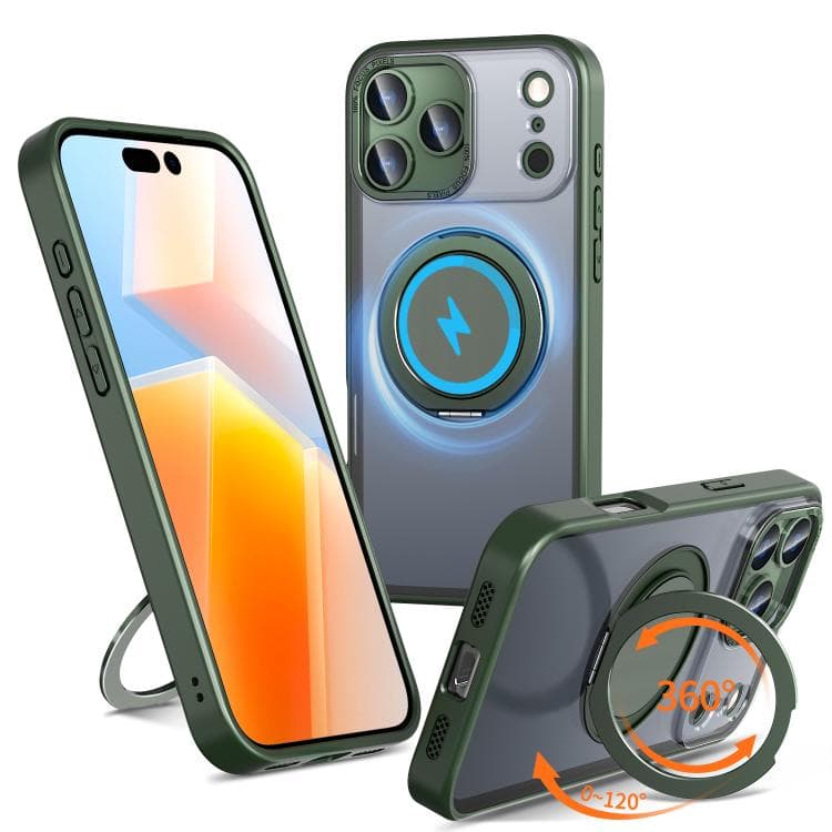 For iPhone 17 Pro Max Kalebol 360-degree Rotating MagSafe Magnetic Holder Phone Case(Green) - Immagine 1