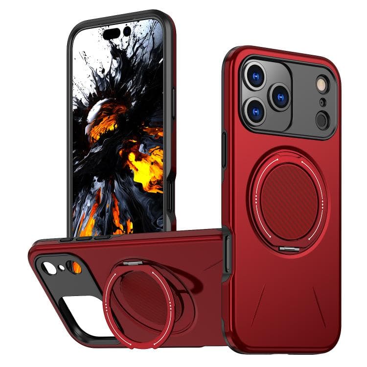 For iPhone 17 Pro Max Kalebol Magnetic MagSafe Rotation Holder PC Phone Case(Red) - Immagine 1