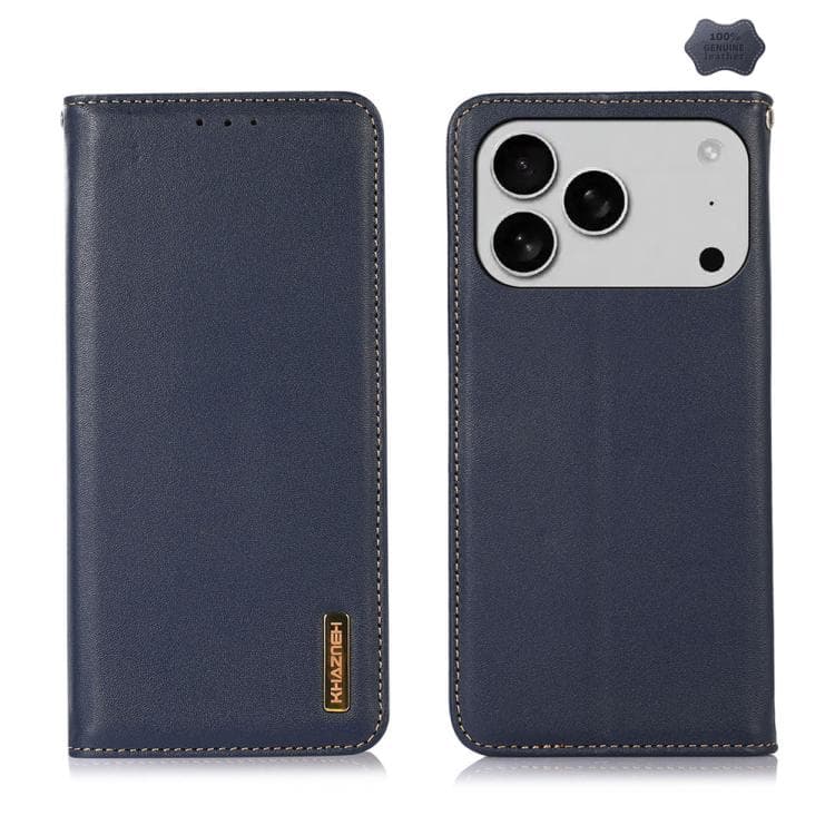 Per iPhone 17 Pro Max Custodia in Pelle di Vitello KHAZNEH Nappa Top Layer (Blu) - Immagine 1