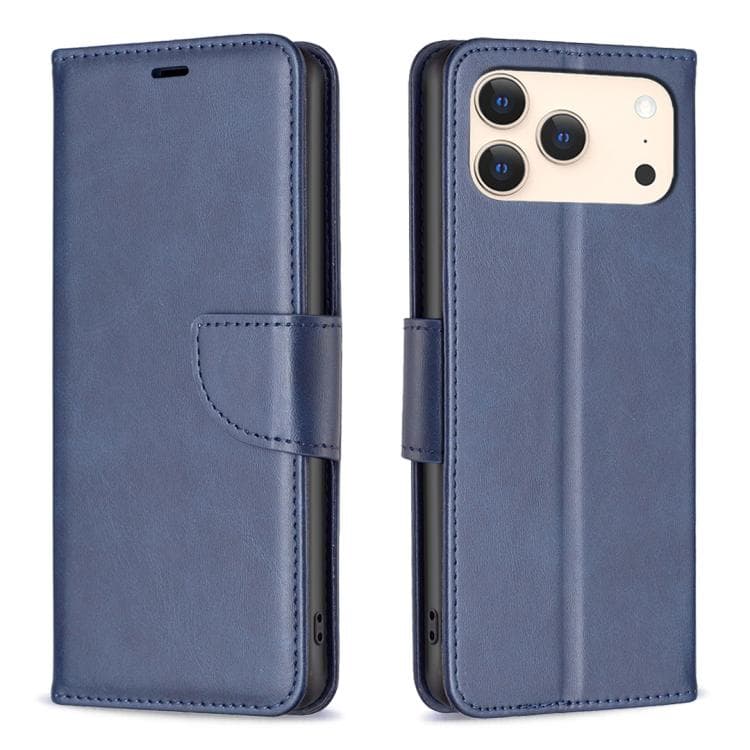 Custodia in pelle con texture liscia e colore puro per iPhone 17 Pro Max (Blu) - Immagine 1