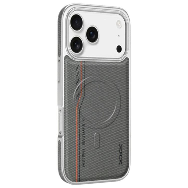 For iPhone 17 Pro Max Line Print Diamond Texture Magnetic Vegan Leather Phone Case(Grey) - Immagine 1