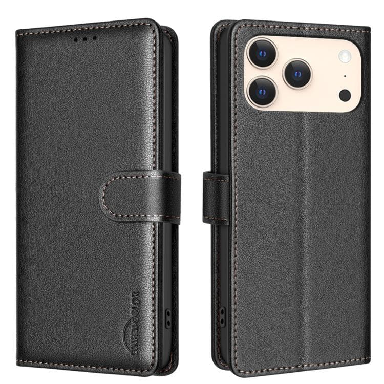 For iPhone 17 Pro Max Litchi Texture RFID Anti-theft Leather Phone Case(Black) - Immagine 1