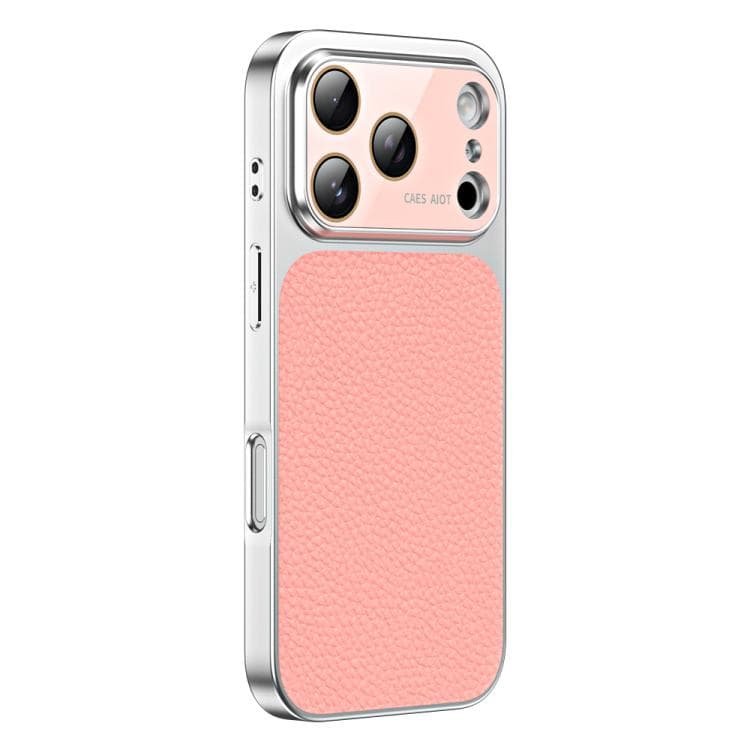 For iPhone 17 Pro Max Litchi Textured TPU Phone Case with Lens Film(Light Pink) - Immagine 1