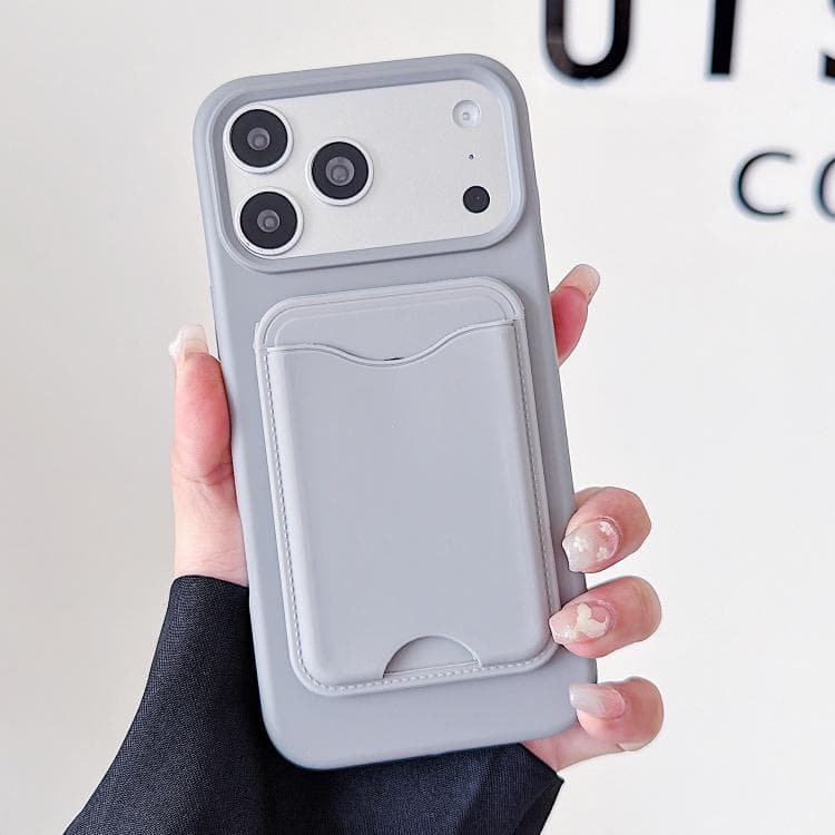 For iPhone 17 Pro Max Macaron-Style Card Holder Magnetic TPU Phone Case(Grey) - Immagine 1