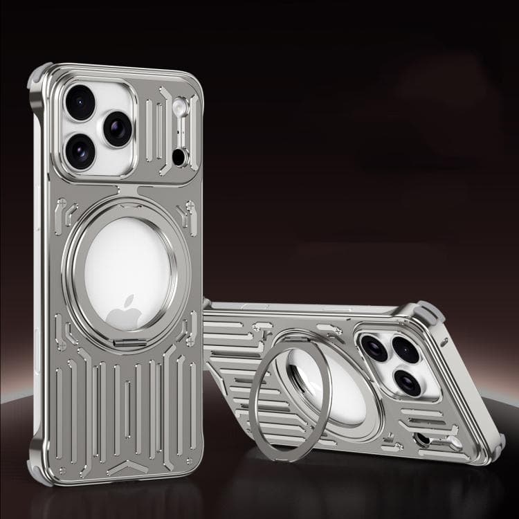 For iPhone 17 Pro Max Mech Series Cooling Rotating Holder Metal Frameless Phone Case(Titanium Grey) - Immagine 1
