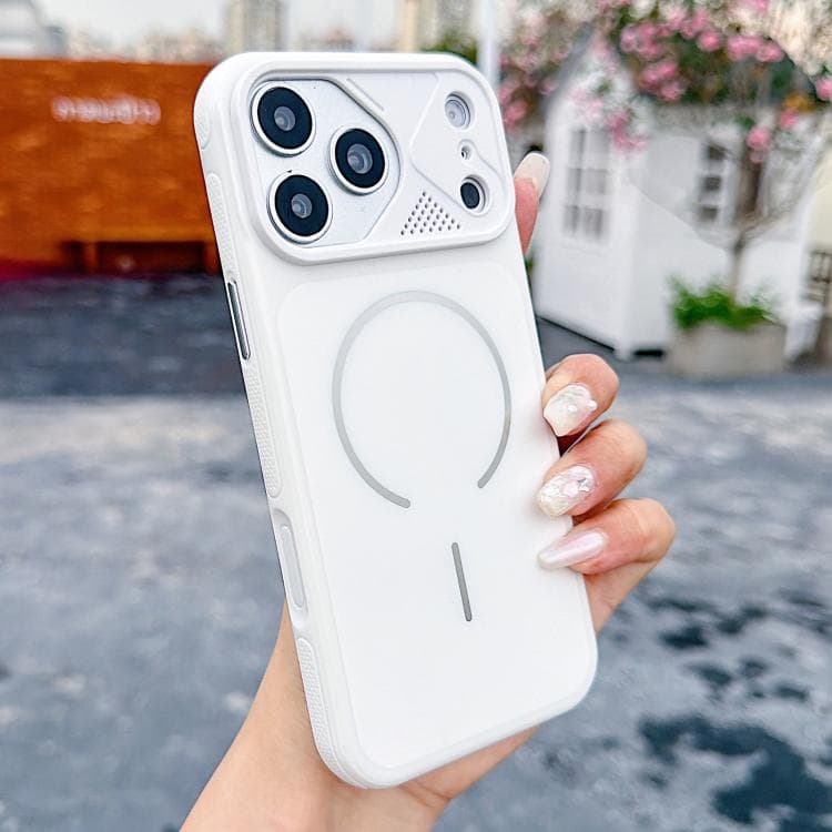 For iPhone 17 Pro Max Mecha Style Change to 17 Magnetic Phone Case(White) - Immagine 1