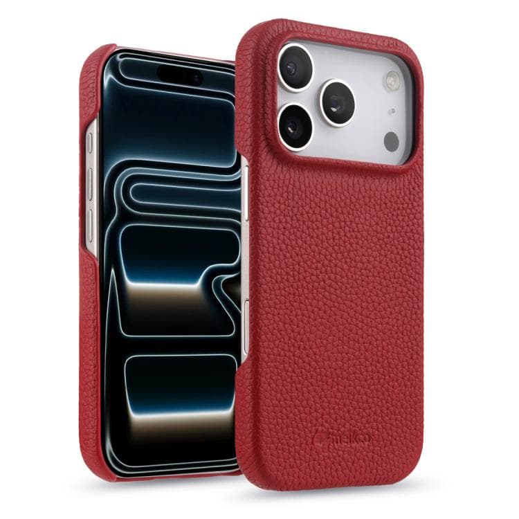 For iPhone 17 Pro Max melkco Litchi Texture Magnetic Half Coverage Genuine Leather Phone Case(Red) - Immagine 1