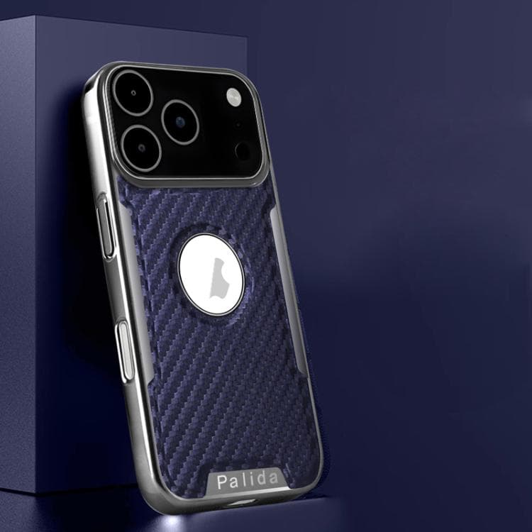 For iPhone 17 Pro Max Palida Y7 Electroplated Carbon Fiber Texture Lens Film Phone Case(Blue) - Immagine 1