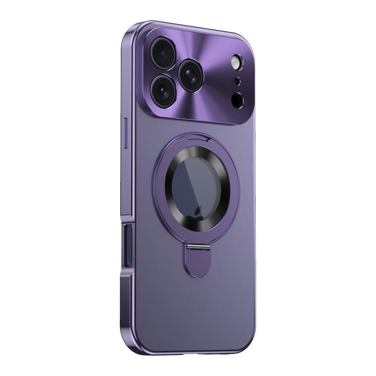 For iPhone 17 Pro Max Privacy Screen Film Full Cover MagSafe Holder Phone Case(Purple) - Immagine 1